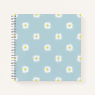 Daisies Illustrative Rpt Pattern on Pale Blue Notebook