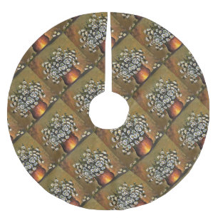 Daisies In A Copper Coloured Vase Brushed Polyester Tree Skirt