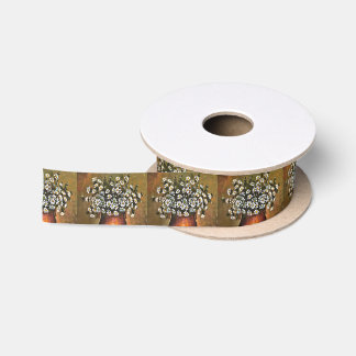 Daisies In A Copper Coloured Vase Satin Ribbon