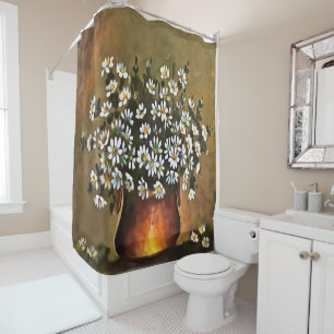 Daisies In A Copper Coloured Vase Shower Curtain