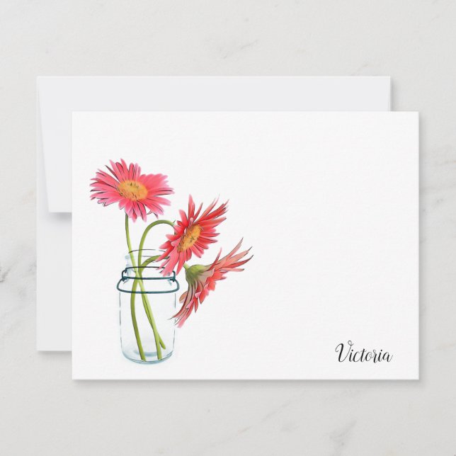Daisies in a Mason Jar Personalised Note Cards (Front)