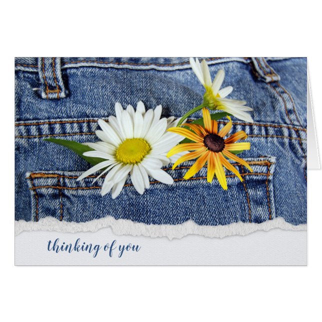 Daisies in Blue Jean Pocket (Front Horizontal)