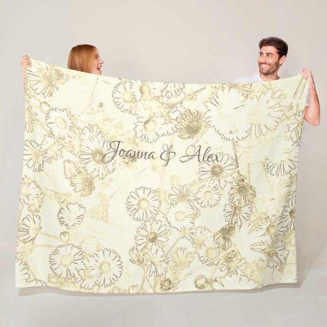 Daisies in cream and white fleece blanket (In Situ)