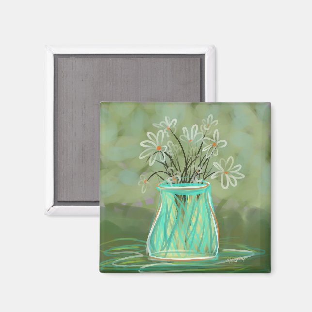 Daisies In Green Original Art Magnet (Front/Back)