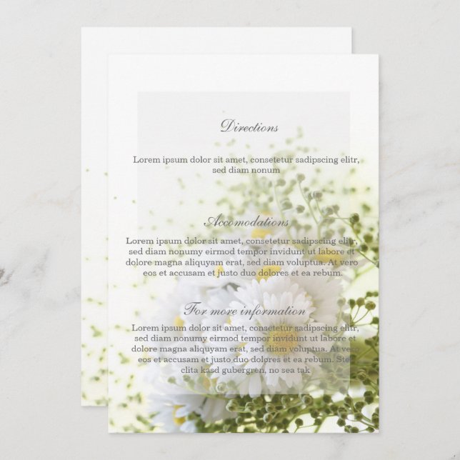 Daisies in Love Editable Wedding Bouquet Direction Invitation (Front/Back)