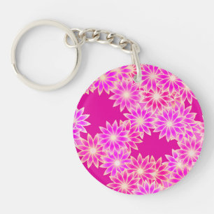 Daisies in shades of pink and orchid key ring