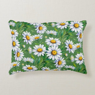 Daisies in the meadow. Watercolours. Decorative Cushion