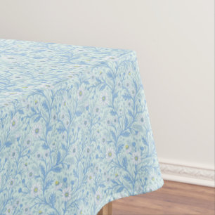 Daisies in white and blue on sea glass tablecloth