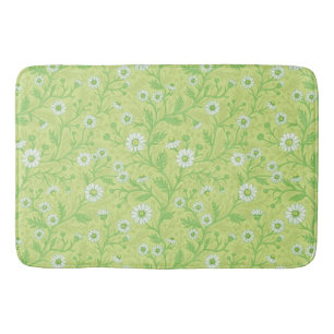 Daisies in white and green on honey dew green bath mat