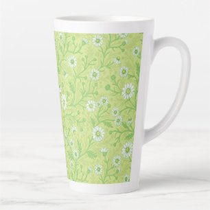 Daisies in white and green on honey dew green latte mug