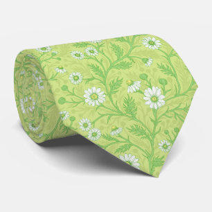 Daisies in white and green on honey dew green tie