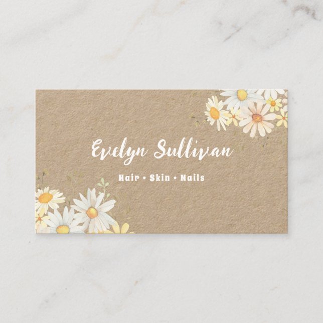 Daisies kraft business card (Front)