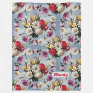 Daisies, Lilies and Tulips Fleece Blanket