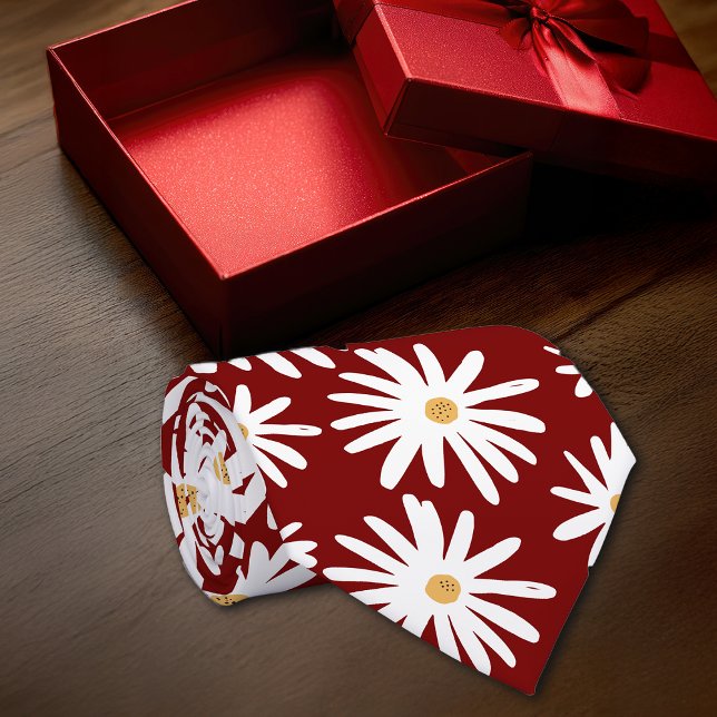 Daisies MaroonPersonalize Initial  Tie (Creator Uploaded)
