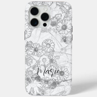 Daisies meadow light grey pattern iPhone 15 pro max case