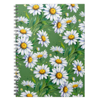 Daisies meadow. Watercolours. Notebook