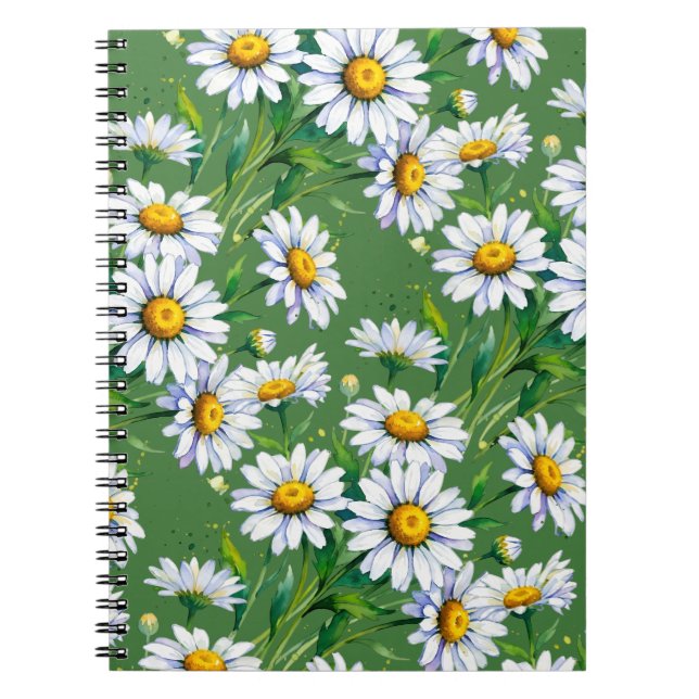 Daisies meadow. Watercolours. Notebook (Front)