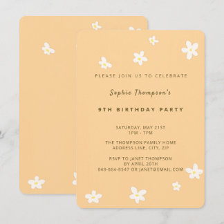 Daisies Mellow Yellow Floral Girl Birthday Party Invitation