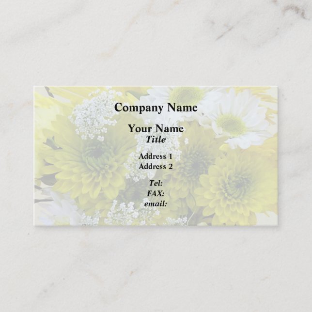 Daisies, Mums and Queen Anne's Lace Bouquet Business Card (Front)