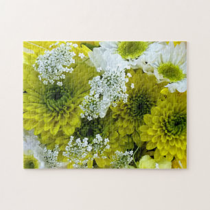 Daisies, Mums and Queen Anne's Lace Bouquet Jigsaw Puzzle