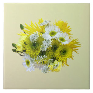 Daisies, Mums and Queen Anne's Lace Bouquet Tile