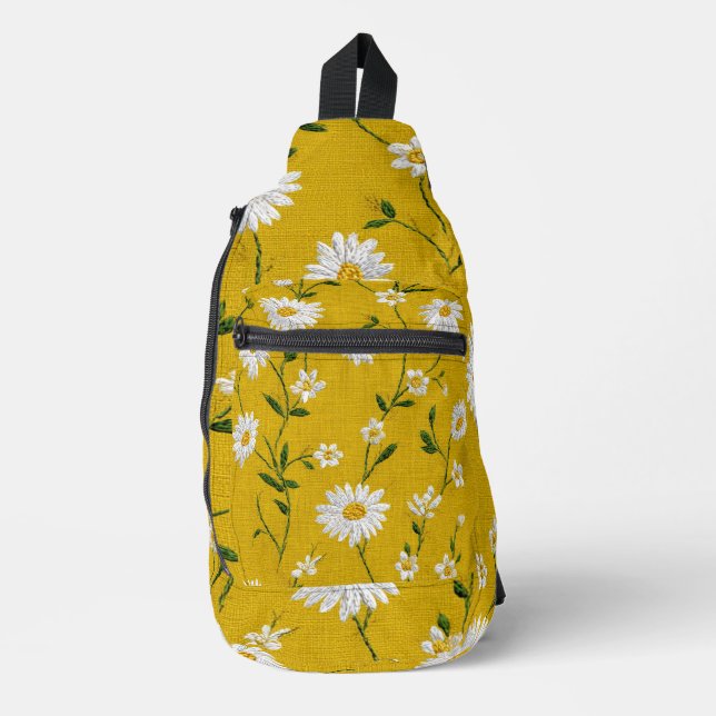 Daisies on a Yellow Background Sling Bag (Front)