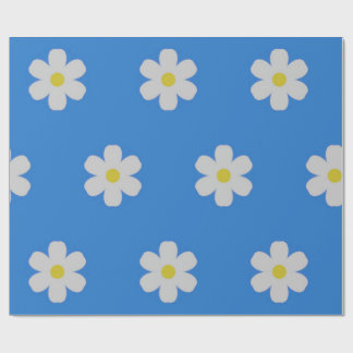 Daisies on Blue Background Wrapping Paper