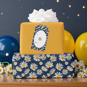 Daisies on Blue Denim Birthday  Gift Tags