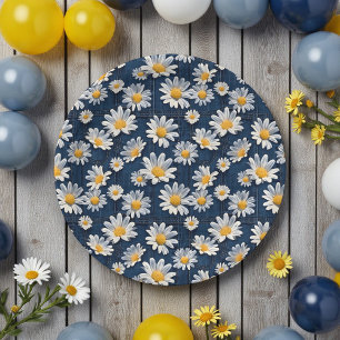 Daisies on Blue Denim Birthday  Paper Plate