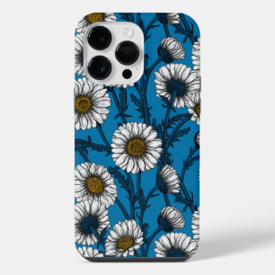 Daisies on blue iPhone 14 pro max case