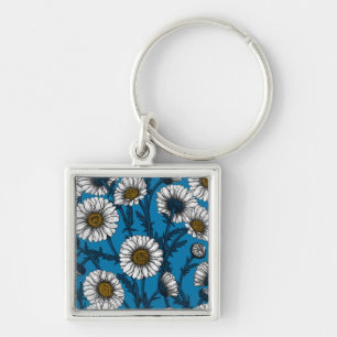 Daisies on blue key ring