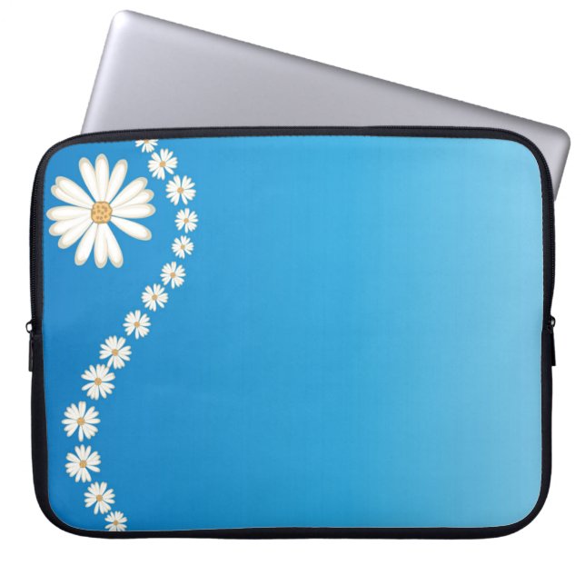 Daisies On Blue Laptop Computer Sleeve (Front)