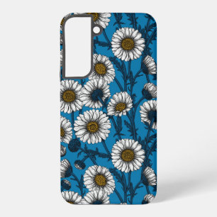 Daisies on blue samsung galaxy case