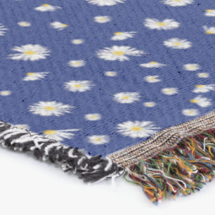Daisies On Blue Throw Blanket