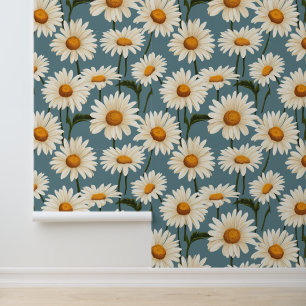 Daisies on Blue Wallpaper