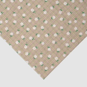 Daisies on Brown Plaid (large scale) Tissue Paper