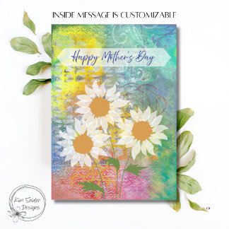Daisies on Colourful Background Mother's Day Card