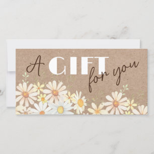 Daisies on faux kraft paper gift certificate