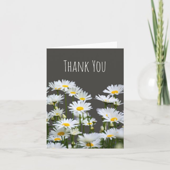 Daisies on Gray Thank You Card (Front)