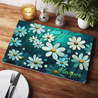 Daisies On Green Personalised Cutting Board