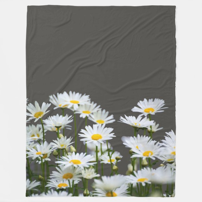 Daisies on Grey Fleece Blanket (Front)