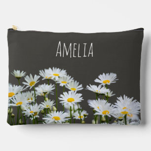 Daisies on Grey Personalised Accessory Pouch