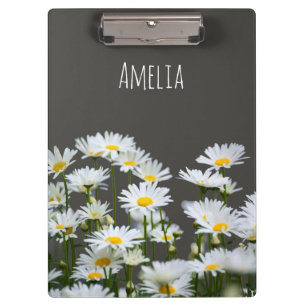 Daisies on Grey Personalised Clipboard
