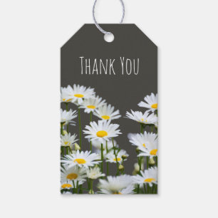 Daisies on Grey Thank You Custom Gift Tags