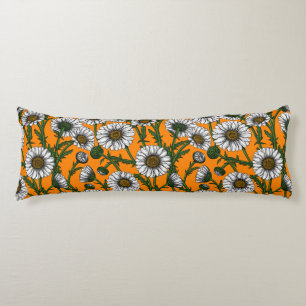 Daisies on orange body cushion