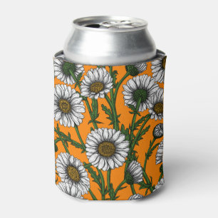 Daisies on orange can cooler