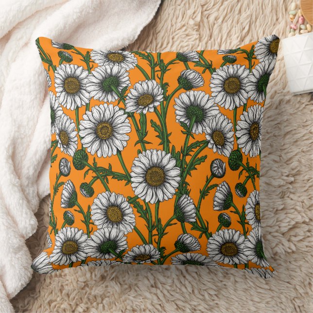 Daisies on orange cushion (Blanket)