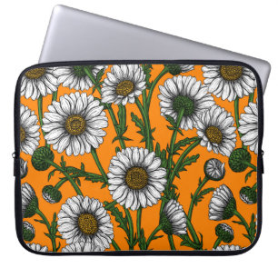 Daisies on orange laptop sleeve