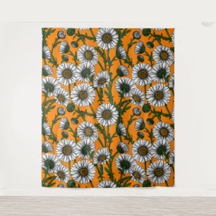 Daisies on orange tapestry