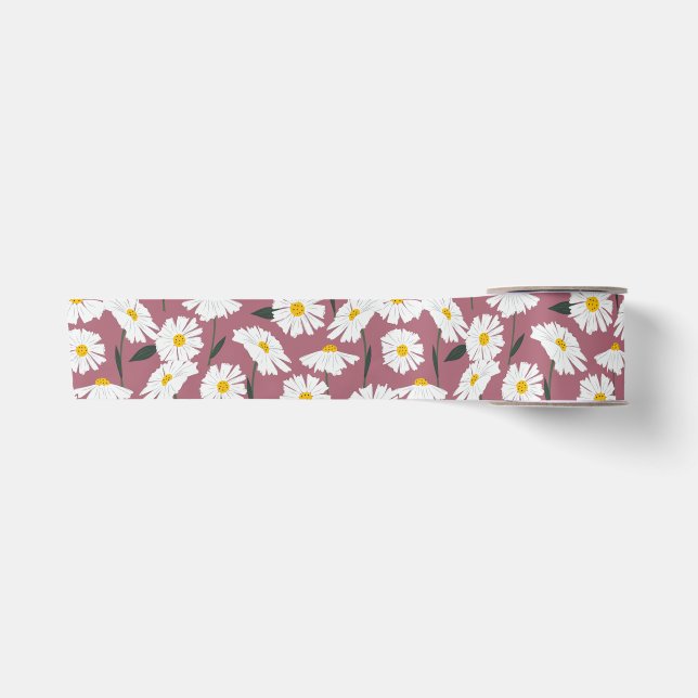 Daisies on pink satin ribbon (Front)